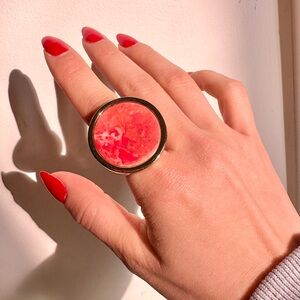 Michael Kors Disc Coral Stone Statement Cocktail Ring, Size 7